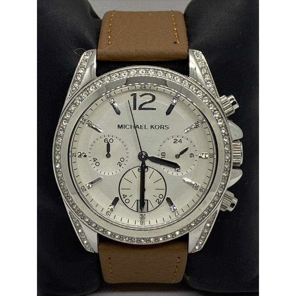 Michael Kors Pressley MK5834 Womens Brown Leather Analog Dial Quartz Watch EY301 - Picture 2 of 12